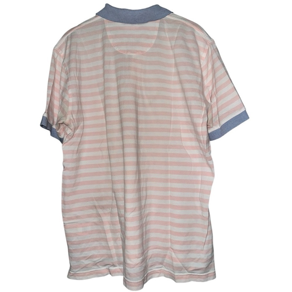 Brooks Brothers Men’s XL Pink White Striped Contrast Blue Performance Polo Shirt - Picture 3 of 6